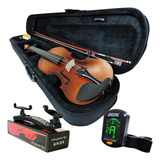 Kit Violino Barth Old 4 4 C Case Espaleira Afinador Cr Cor Marrom escuro